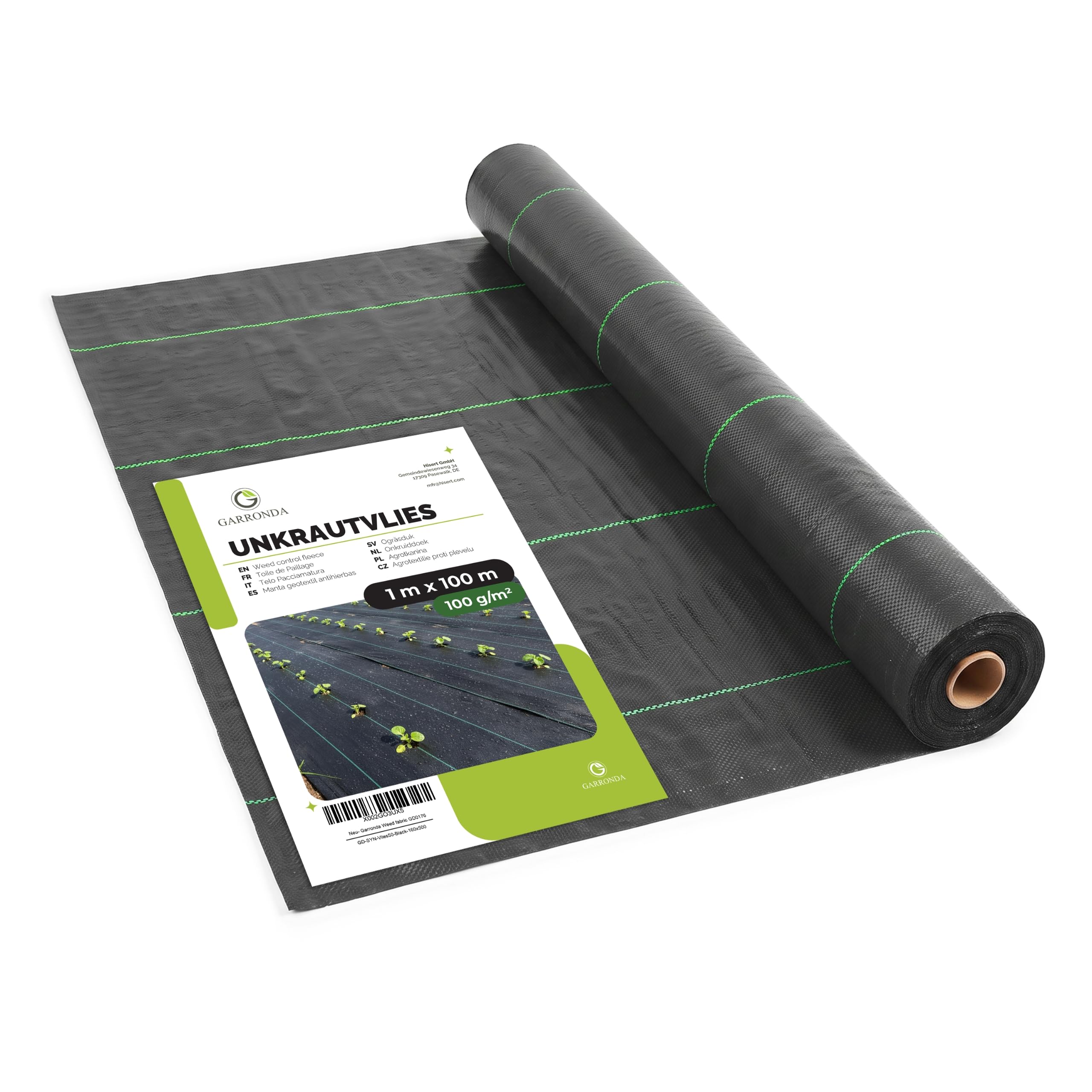 Garronda 1 x 100 m Toile de Paillage 100g/m² Anti-Mauvaises Herbes GD-0192
