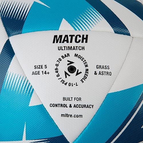 Vista 93 de Mitre ULTIMATCH Soccer Ball - Cushioned Hyperfoam for Responsive Touch - Durable Multi-Panel Construction with Hyperseam Tech Ultimatch Plus