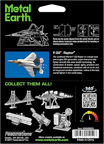 Miniatura 2 de Metal Earth F-22 Raptor 3D Kit de modelo de metal con pinzas Fascinaciones