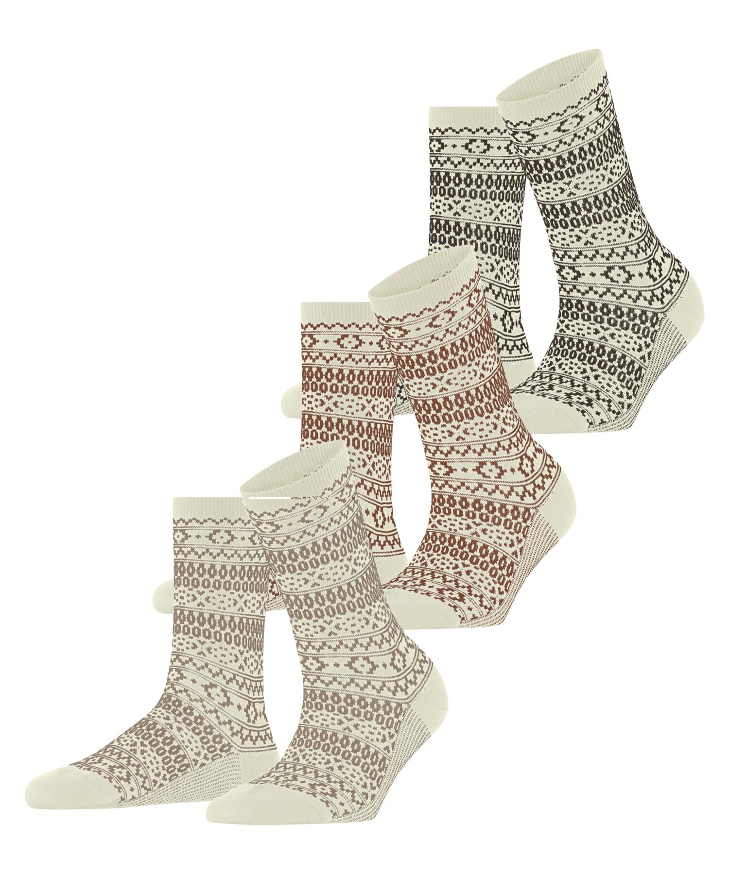 Esprit Women's White Off-White 2040 Sami Pattern Multipack W So Cotton Patterned 3 Pairs Socks, 3.5-7