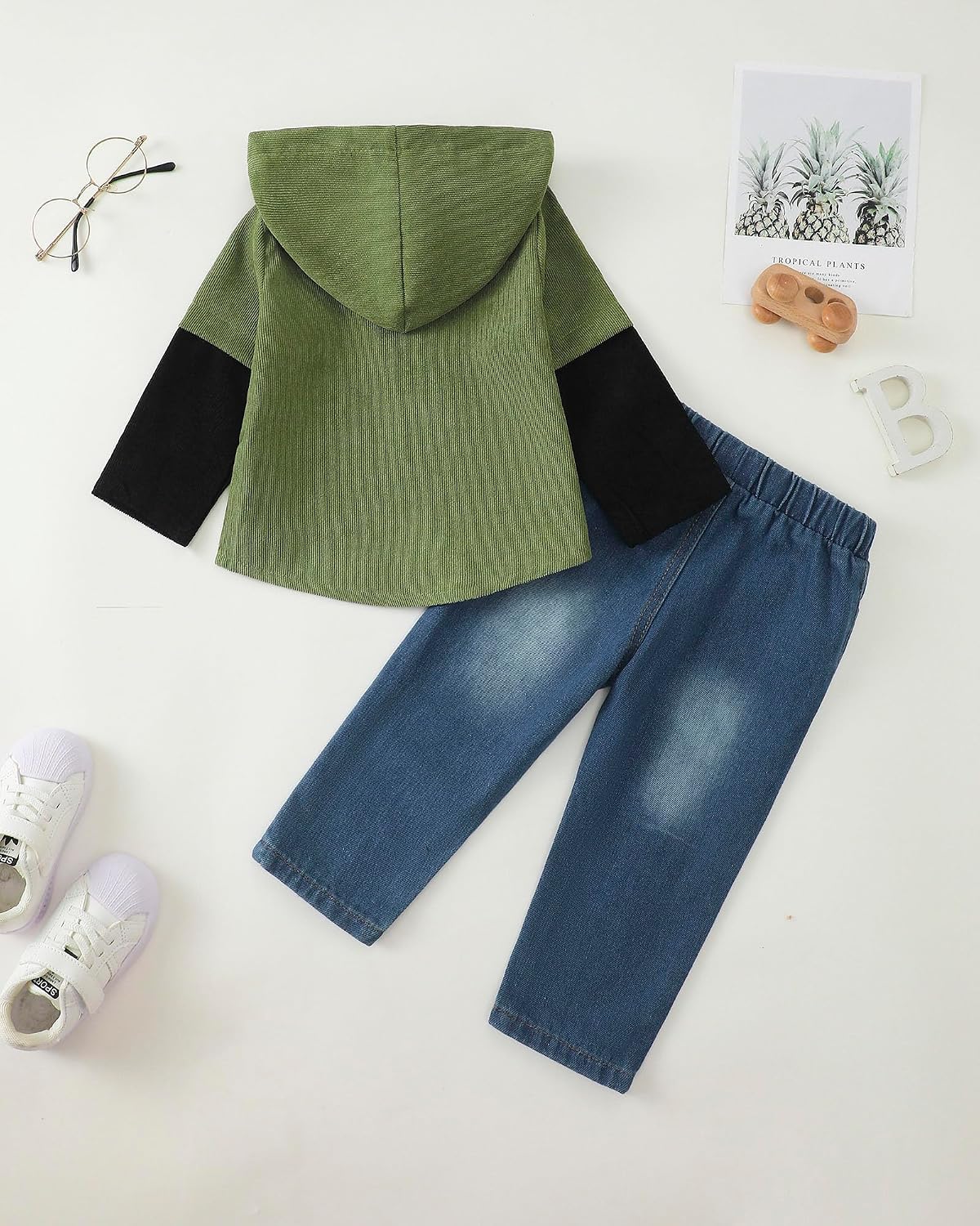 NZRVAWS Toddler Baby Boy Clothes Infant Outfit Boys Hoodie Sweatsuit Ripped Jean Fall Winter Little Boy Clothing 6M-7T