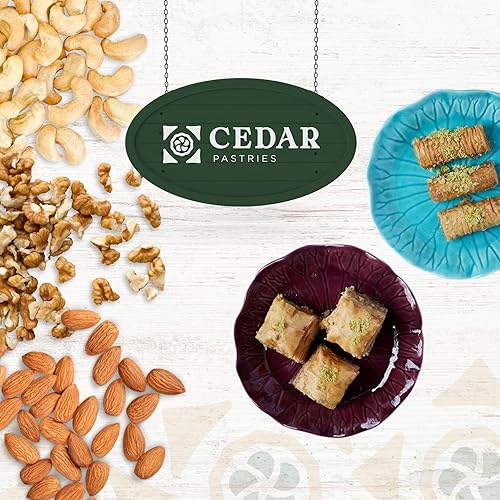 Miniatura 4 de Cedar Pastries Surtido de 19 piezas de pistacho, anacardo y nuez Baklava - Certificado Kosher y Halal - Caja pequeña