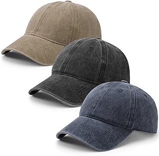 Utensilsto Pack of 3 Baseball Cap for Men and Women, Adjustable Cotton Baseball Cap, Vintage Unisex Baseball Cap, Sun Hat, Sports Cap for Outdoor Sports, Leisure, Travel