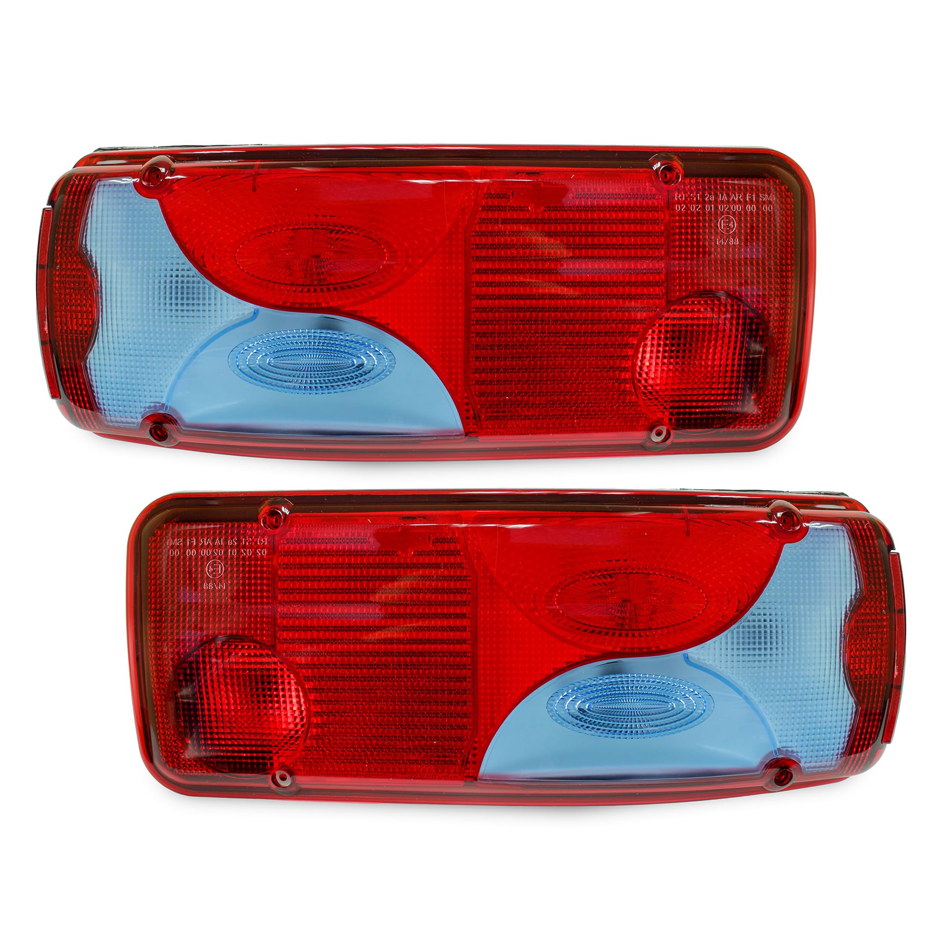 Generisch Lichtscheibe Glas Ersatzglas Heckleuchte Links Rechts für Scania MAN TGA TGL TGM TGS TGX Crafter Sprinter LKW Anhänger Rot Blau Kunststoff mit E-Prüfzeichen