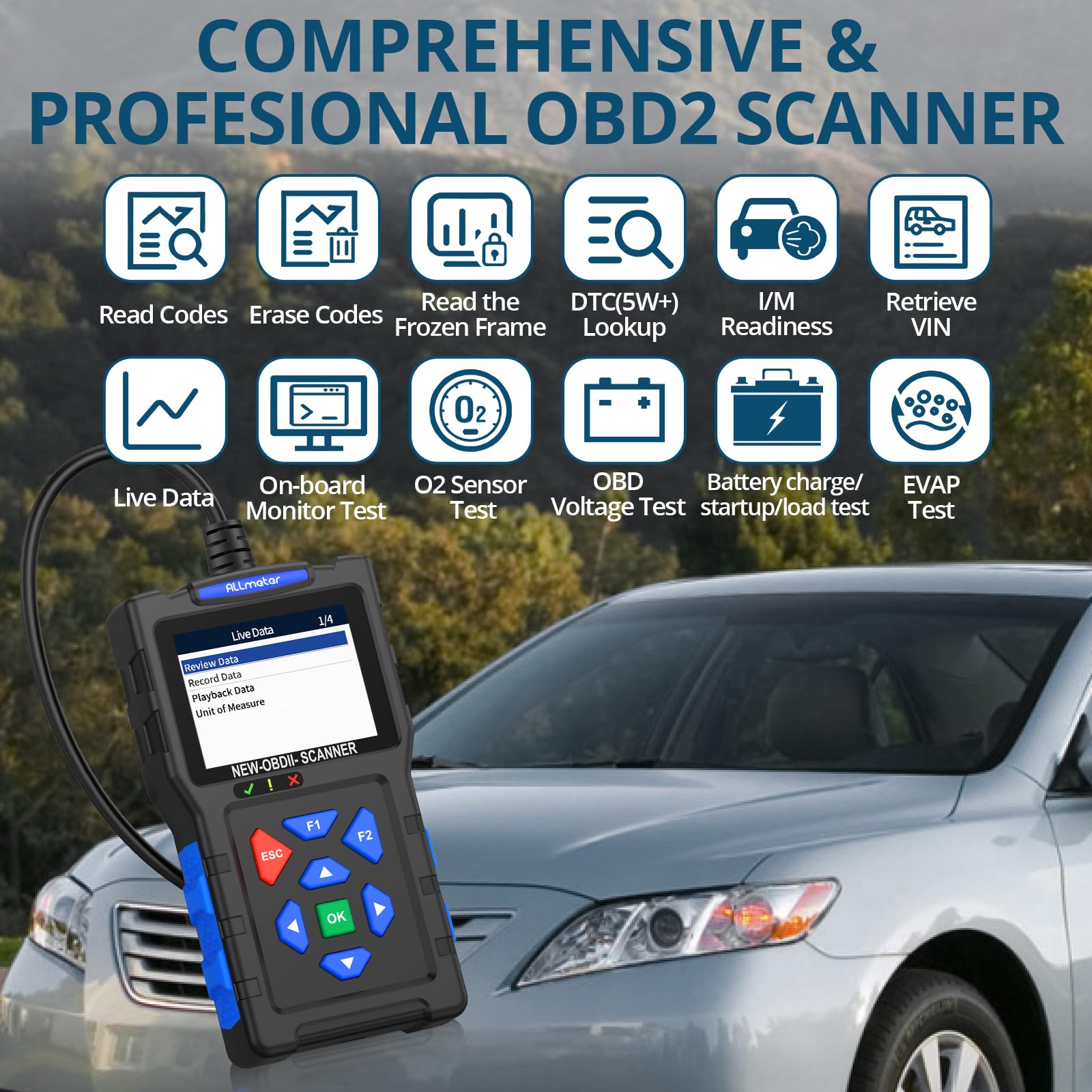 I08CS Autodiagnoseapparaat, OBD2-scanner met 2,8 inch lcd