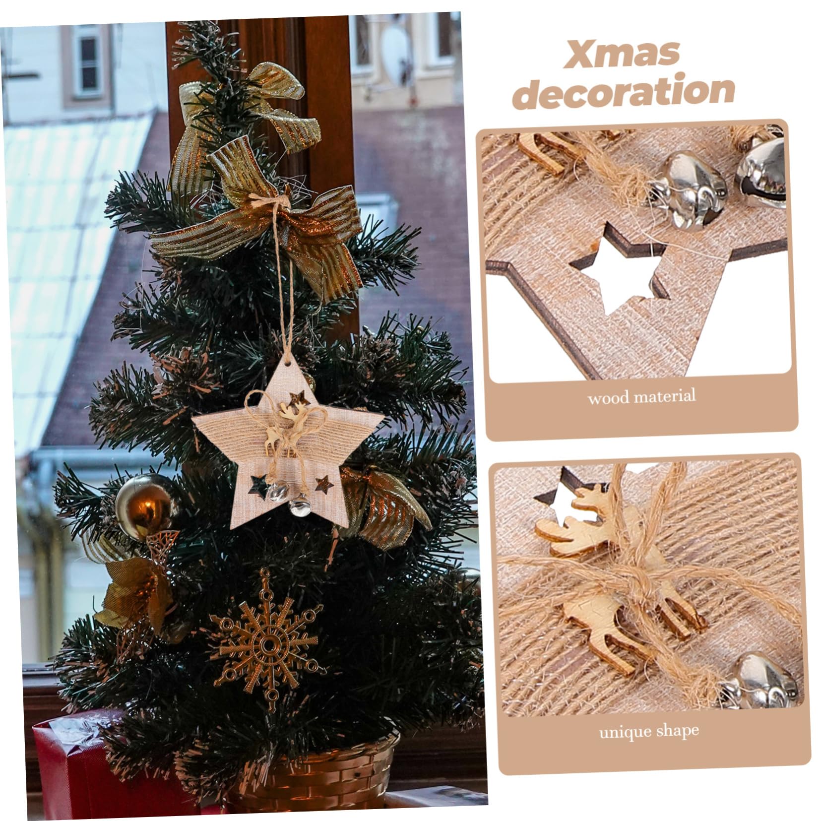 3 Juegos Navidad Colgante Decoración Navideña Guirnalda Accesorios De Fiesta Decoraciones Navideñas Madera 6 Piezas * 3