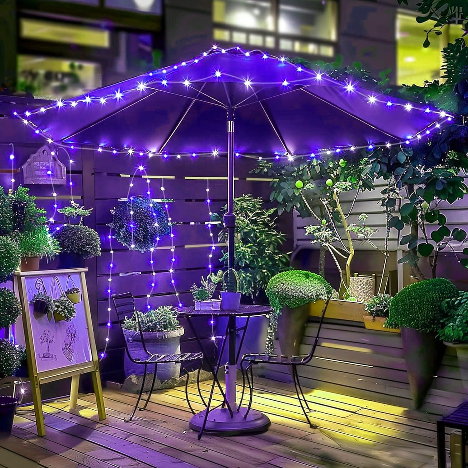 Corda Stringa Luci, 32M/105ft 300LED Impermeabile 8 Modalità/Batteria Luci di Natale, Stringa Luci Esterne Indoor per Trampolino Campeggio Canopy Tenda Deck Decor (Viola)
