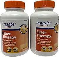 Vista 2 de ThisNThat Paquete de suplemento de fibra de terapia de fibra para regularidad: (2) 100 unidades Equate Fiber 500mg cápsulas botellas y tarjeta