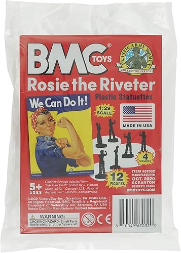 Miniatura 6 de BMC Rosie The Riveter - Figuras de plástico, 12 piezas, rojo, blanco, azul y amarillo, fabricadas en Estados Unidos