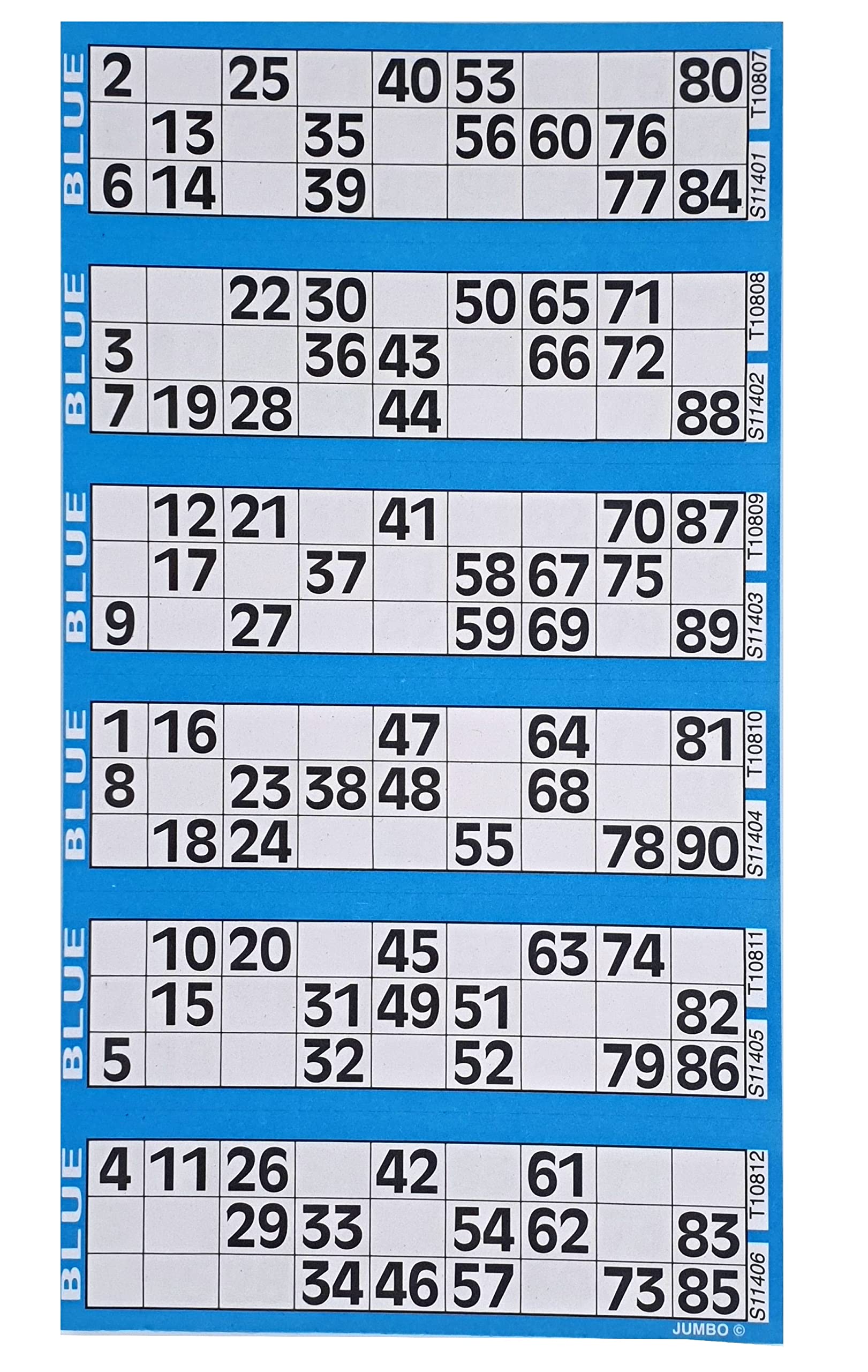 Bingosupermarket Bingo Tickets 600 Pad 6 to a Sheet 1-90 Perforated (Blue)