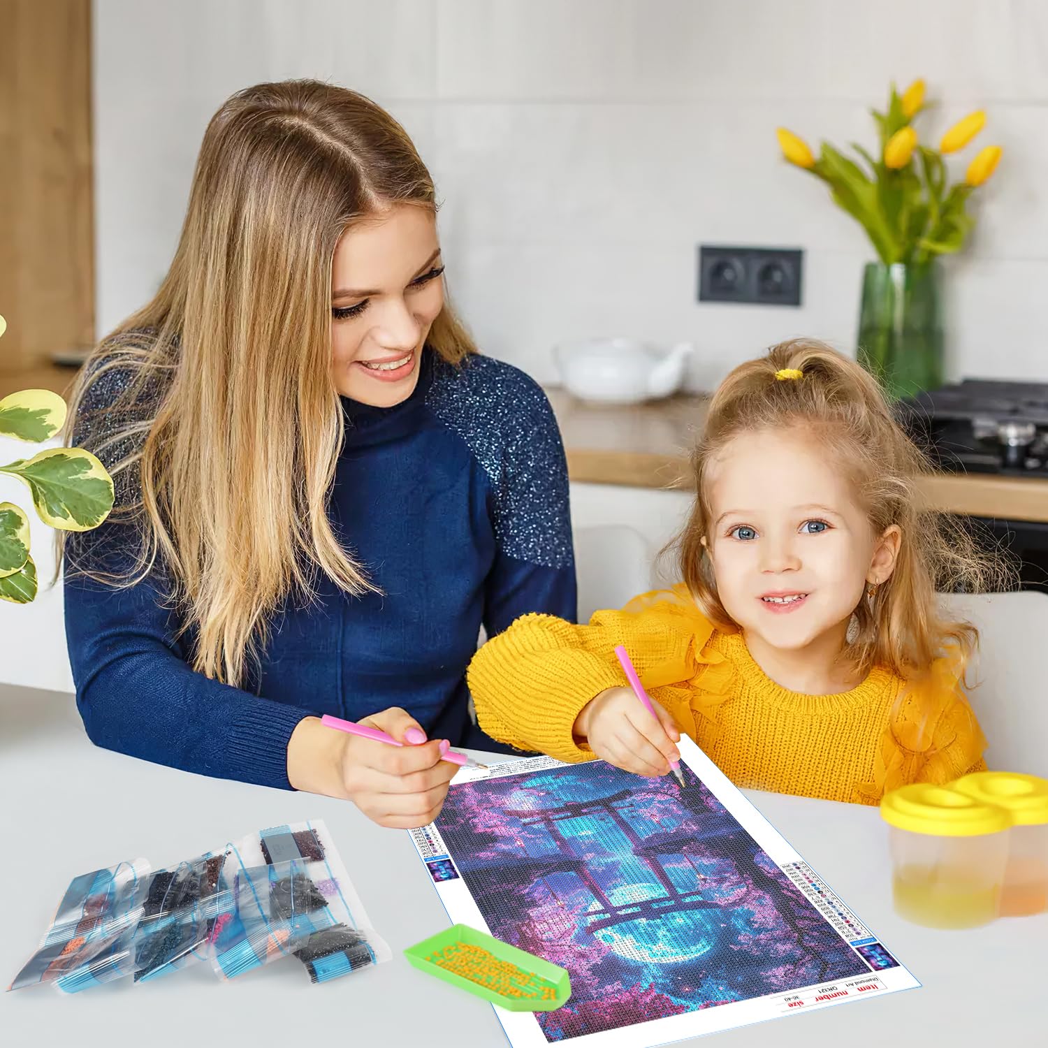 QINRUBB DIY 5D Grand-mère Et Petite-fille Peinture Diamant Painting Kit