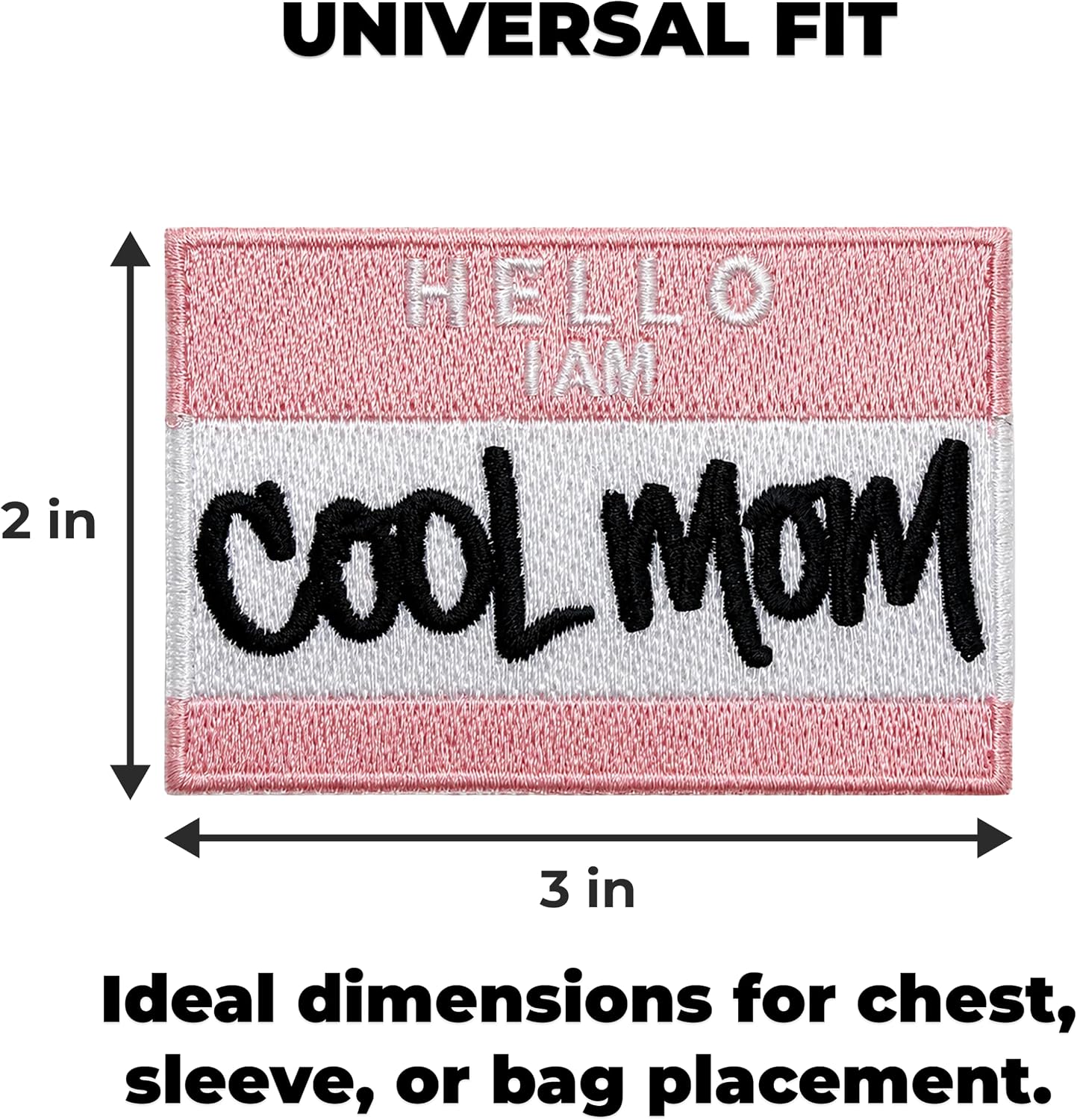 Hello I Am Cool Mom Embroidered Iron On Patches for Backpacks - Funny Morale Patch - Embroidery Patches for Clothing, Gift, DIY Applique Accessories, Trucker Hats Size: 3x2 inch image 5