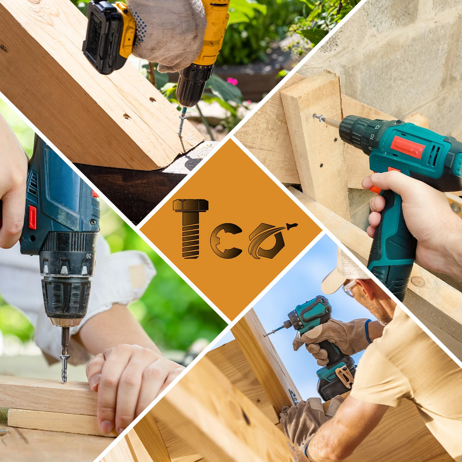 TCO Lot de 1000 Vis pour Terrasse 5x60 Acier Inoxydable 410, 2 embouts T25 - Vis pour l'extérieur (construction de terrasses & en bois de construction, abris de jardin etc.)