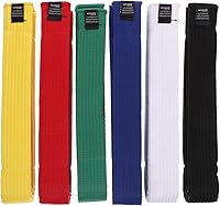 BESPORTBLE 6-Pack Cotton Karate Taekwondo Belts - Assorted Colors White to Black, 86.6" Martial Arts Training Belts