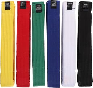 BESPORTBLE 6-Pack Cotton Karate Taekwondo Belts - Assorted Colors White to Black, 86.6" Martial Arts Training Belts