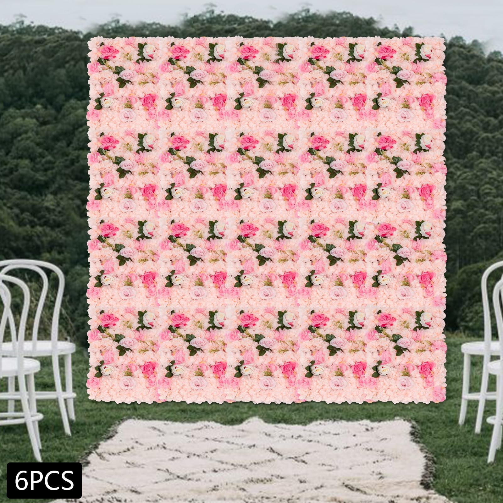 Pannello da parete con fiori, artificiali, rosa, dalia piante acquatiche, parete floreale per matrimonio, decorazione, sfondo per giardino, balcone, terrazza, eventi, decorazione fai da te