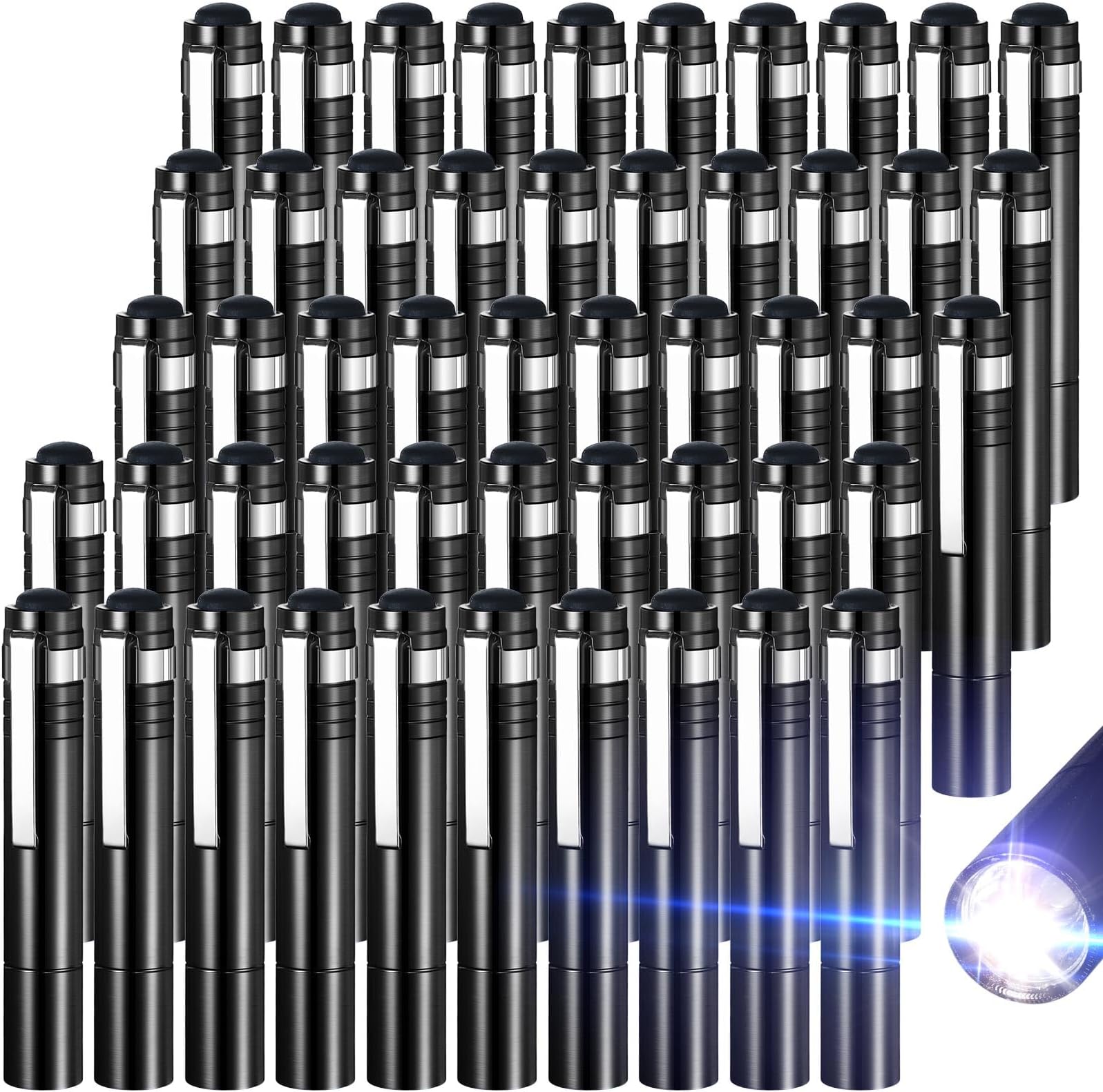 VIHOSE 50 Pcs LED Pen Light Bulk Mini Flashlight with Clip Handheld