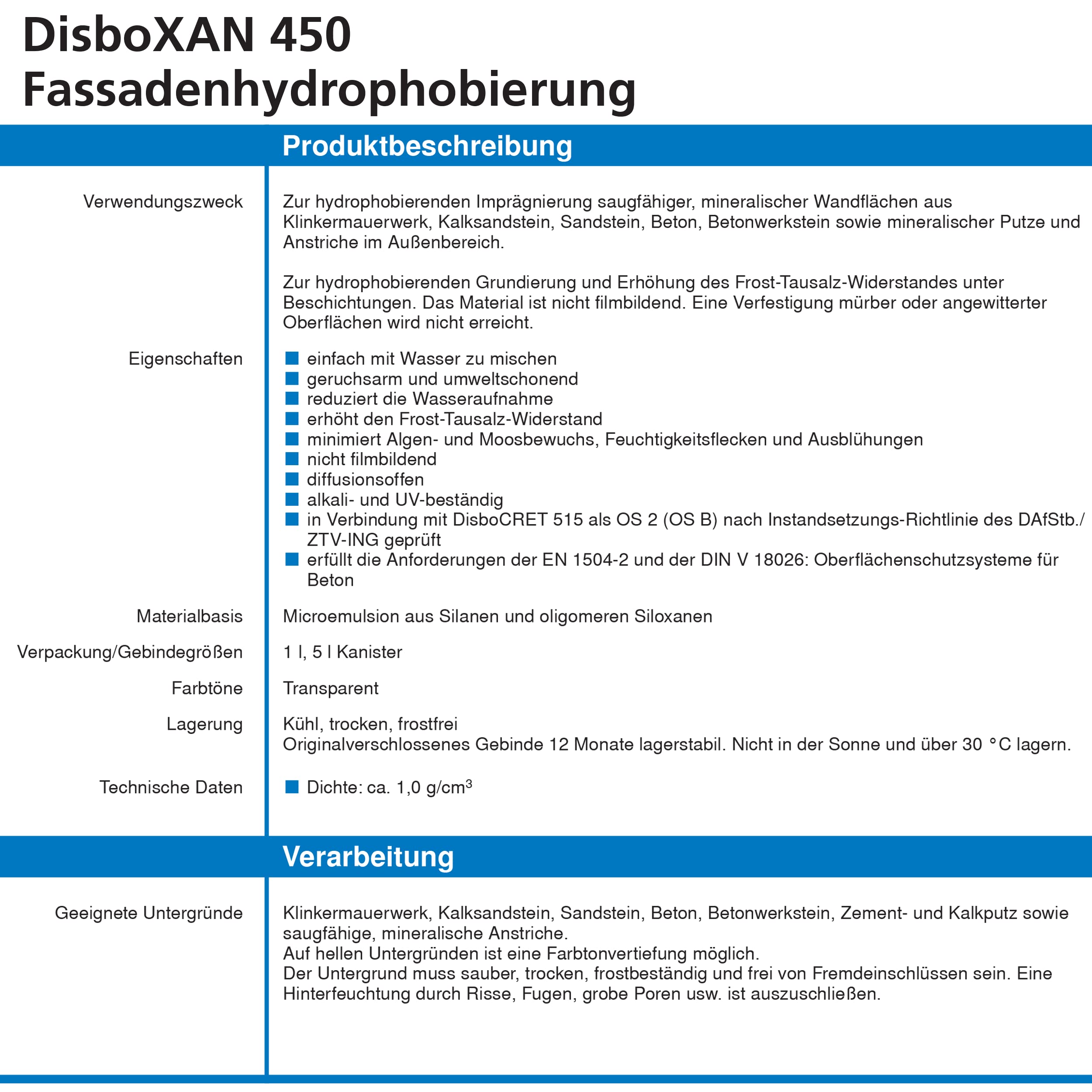 Caparol disbon 450 disboxan 1,0 LT facciata protezione trasparente 1 L