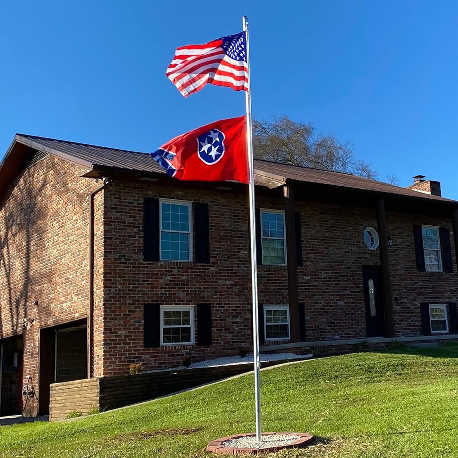 Tennessee State Flag 3x5 Ft - Double Sided Embroidered, Heavy Duty Polyester, Sewn Stripes and Brass Grommetsand Waterproof UV Protected. All Weather American Tennessee Flags Banner Great for Ondoor and Intdoor Decor