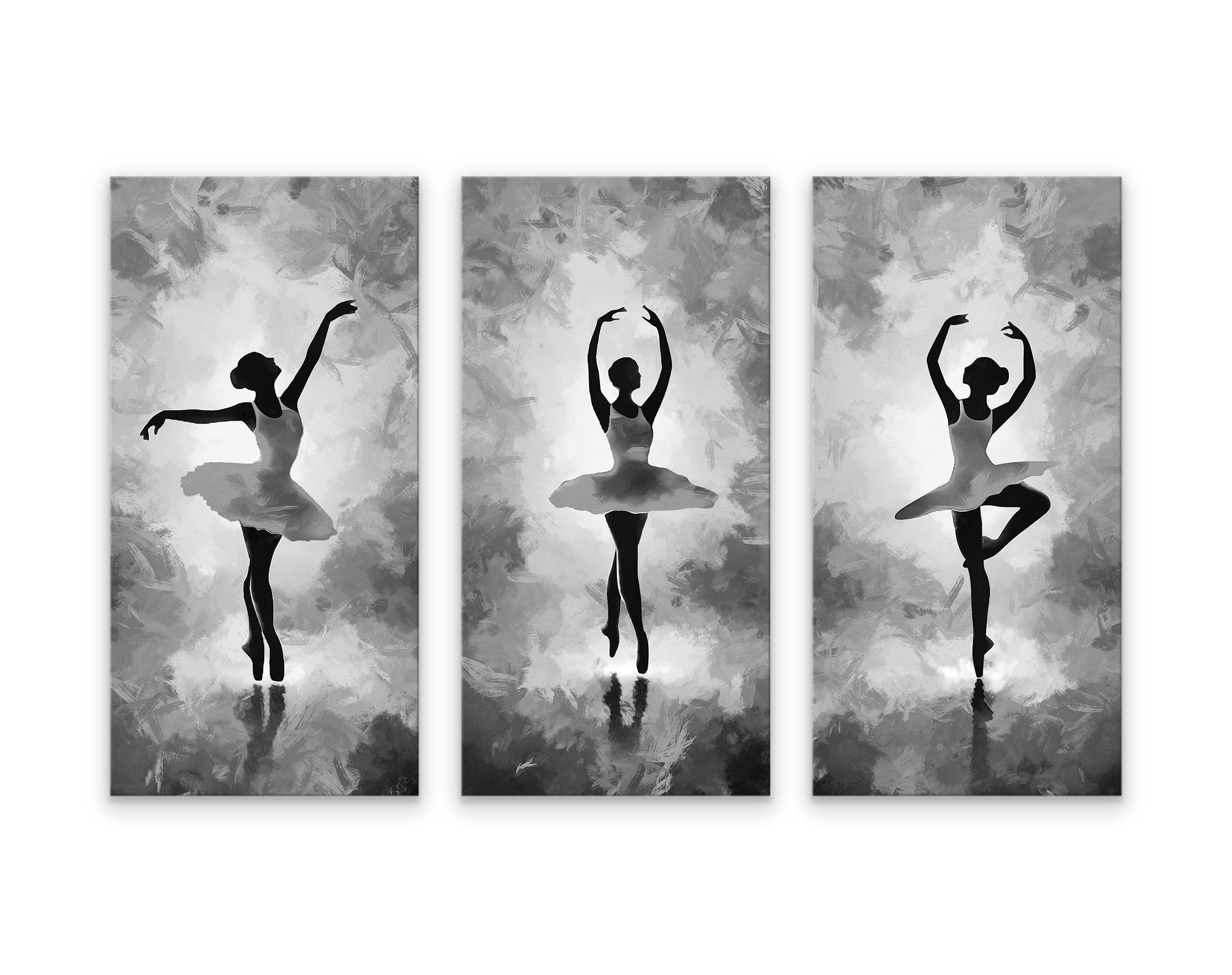 Muralo - Set di quadri da parete – Set di immagini su tela pronta da appendere, per soggiorno, camera da letto, decorazione moderna da parete, ballerina, donna, danza, 3 immagini 40 x 80 cm