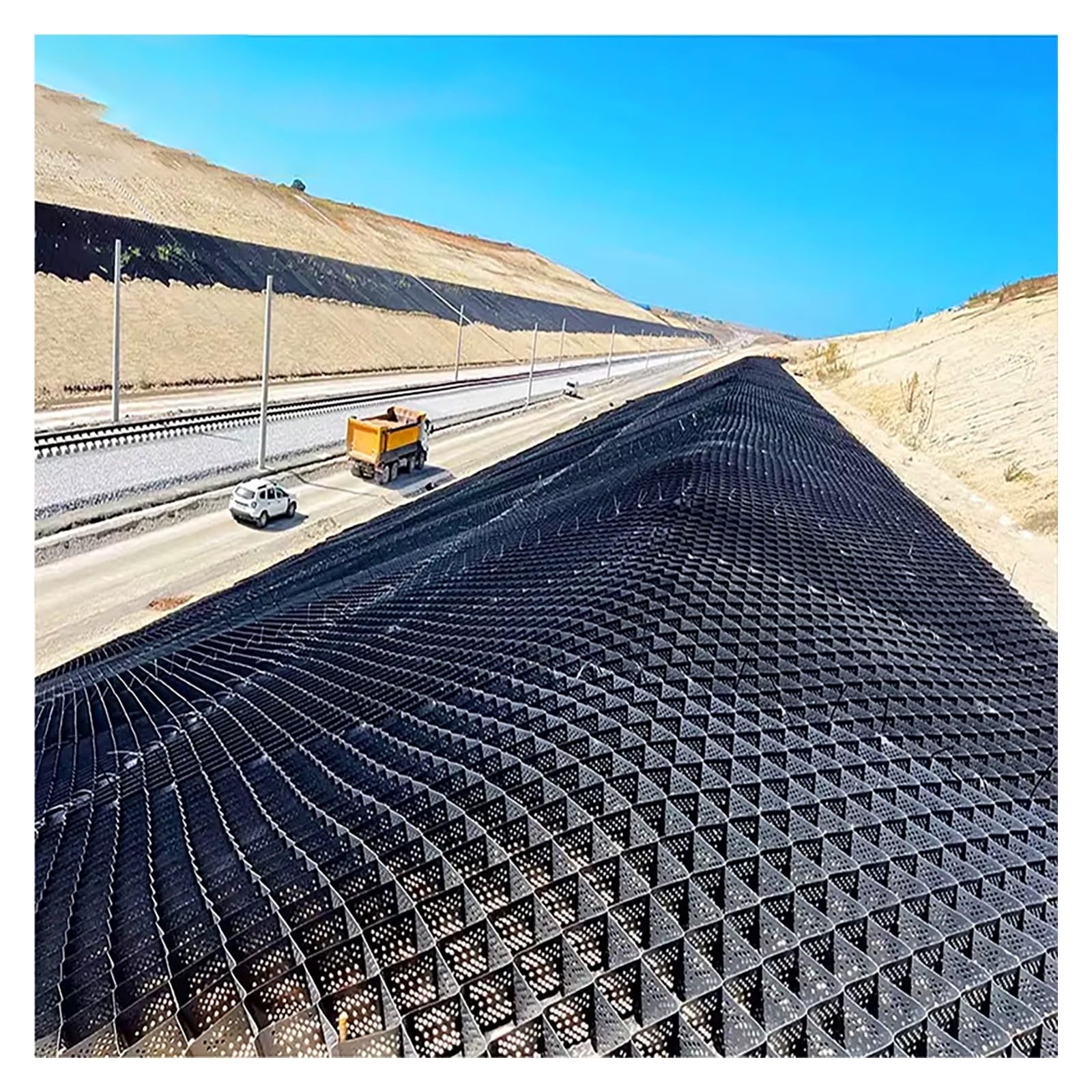 Rejilla estabilizadora de grava resistente para entrada y estacionamiento, geomalla de 2 pulgadas de profundidad para control de erosión y estabilización del suelo en laderas empinadas (15 pies x 24