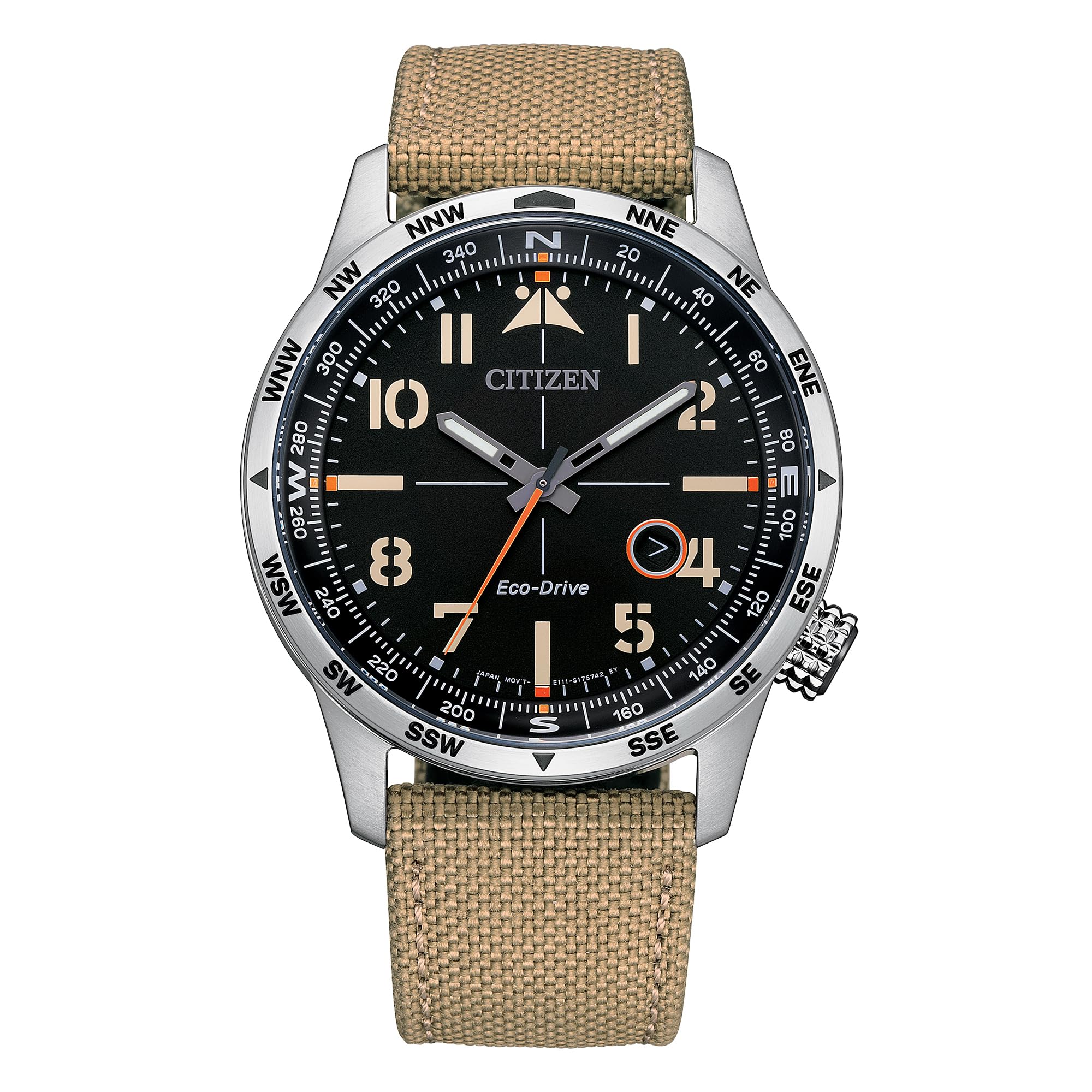 Citizen Orologio analogico unisex con cinturino in pelle BM7550-10E, Argento