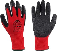 ACTIVE GEAR Guanti per la Sicurezza sul Lavoro, Protezione e Potenza di Presa Estrema, in Edilizia, Logistica, Manutenzione e Giardinaggio, Rosso, 8 Paia (Taglia 9/L)