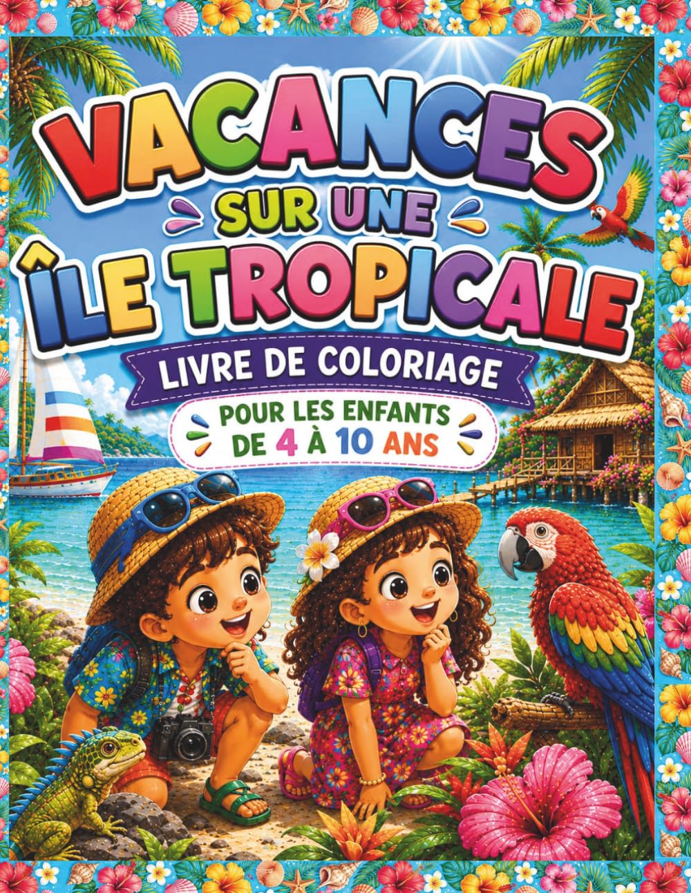Vacances sur une île tropicale: livre de coloriage