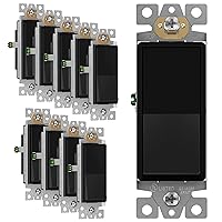 Vista 32 de ENERLITES - Interruptor de palanca decorativo de encendido/apagado con placas de pared, unipolar, 3 cables, tornillo de conexión a tierra, grado