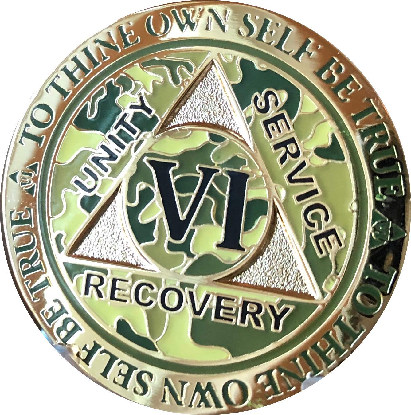 RecoveryChip 6 Year AA Medallion Reflex Camo Gold Plated Camouflage Color Chip VI