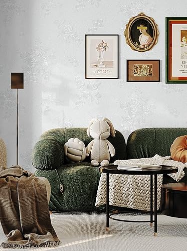 Miniatura 7 de Dimoon Papel tapiz de 78.7 x 17.3 pulgadas, papel tapiz grueso en relieve blanco para despegar y pegar, papel de contacto de color blanco puro,