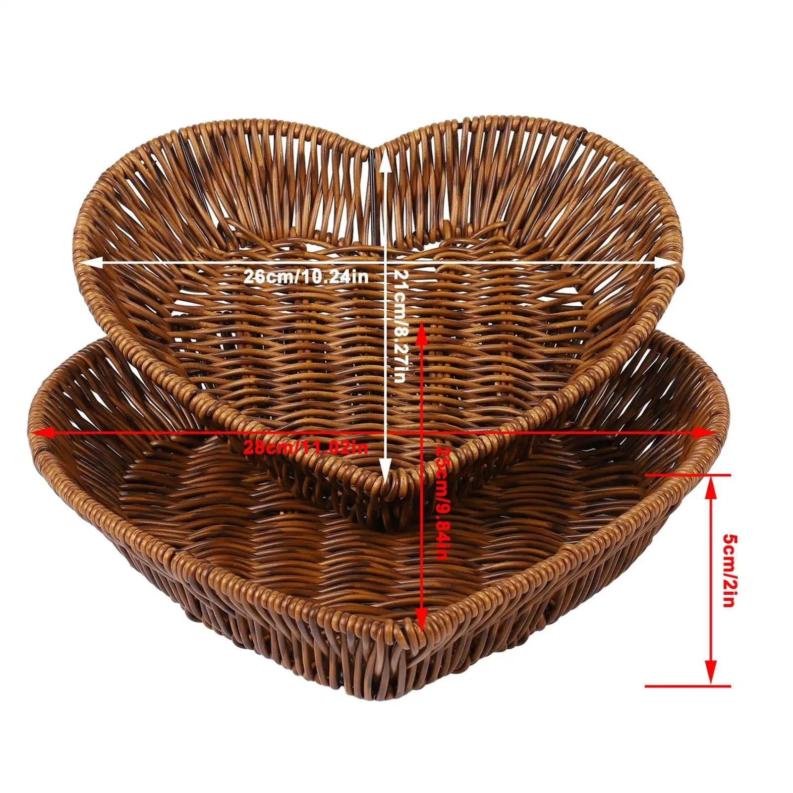 Cesta De Fruta 2 unids/Set Cesta Tejida de Mimbre Tejida cestas for Servir Pan Frutas Verduras Restaurante Servir Mesa Display RATT Cesta De Fruta(A Set)