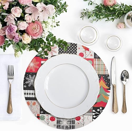 Miniatura 5 de Juego de 6 manteles individuales redondos lavables para mesa de comedor, manteles individuales tejidos para mesa de cocina, manteles individuales