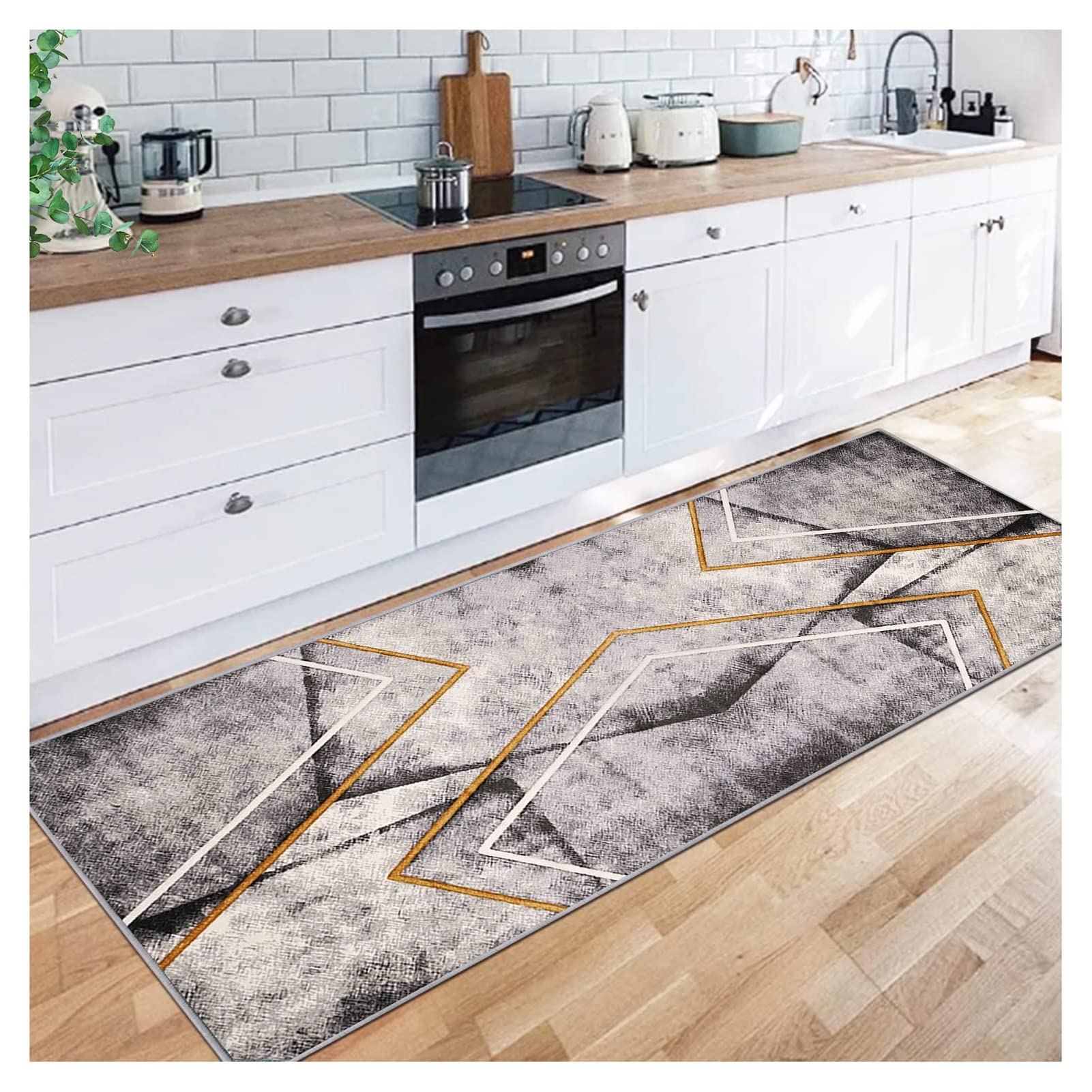 Generico Tappeto Passatoia Corridoio Cucina Tappeto Passatoia Antiscivolo Lavabile, Design Moderno al Metro Motivo Floreale 3D Cucina Corridoio Camera da Letto Cucina Tappetino Corridoio Corridoio, M