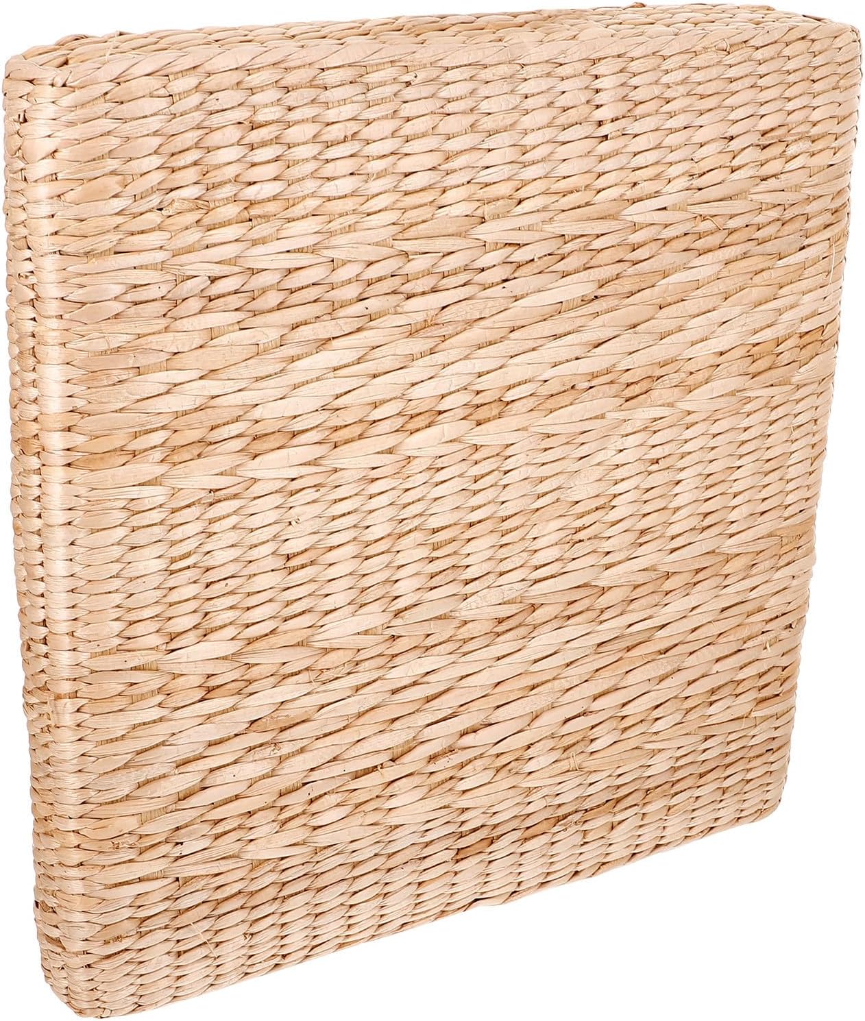 ARTIBETTER Japanese Style Woven Floor Cushion, Square 40x40cm Handmade Straw Seating Mat, 6cm Thick Indoor Meditation Pillow for Yoga, Zen, and Living Room Sitting