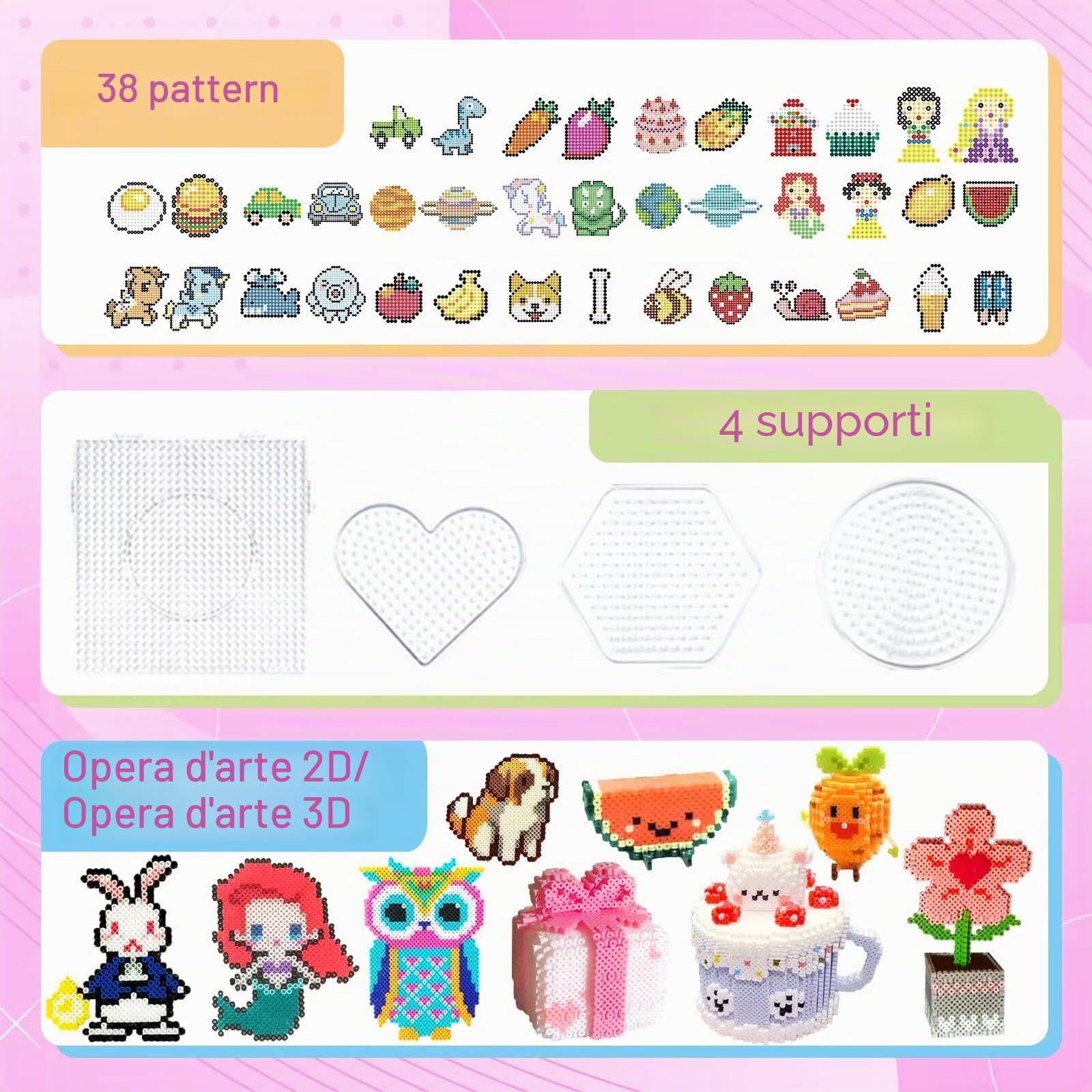 Set Perline da Stirare, 5MM 11000 Pezzi Perline a Fusione con Custodia, Pegboard, Guida Utente, Design gioielli, Decorazioni, Creativo Regali Compleanno Natalizio Fai-da-Te per Bambini (20 Colori)