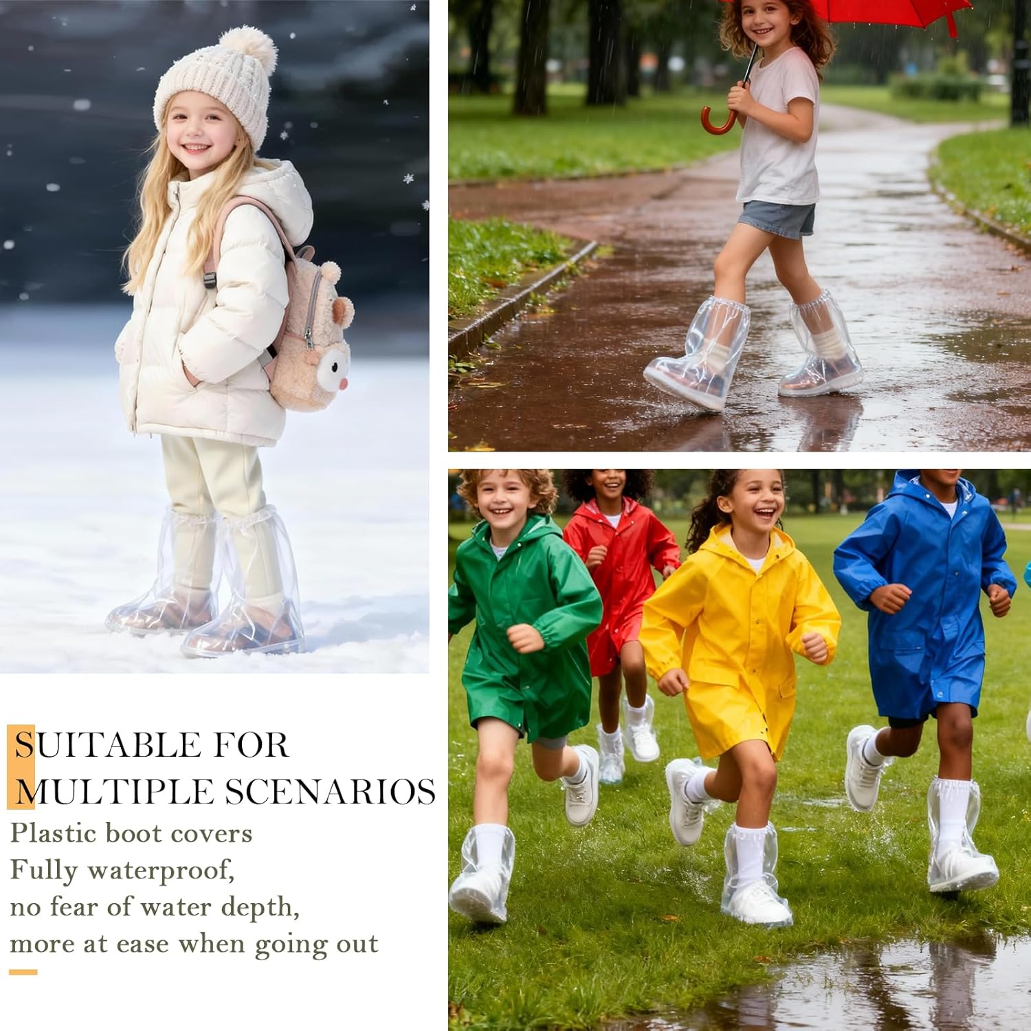 12 Pcs Individually Packaged Kids Rain Shoe Covers, Disposable Clear Kids Shoe Ponchos, Anti-Slip Plastic Shoe Covers for Rain, Perfect for Kids, Small Shoe Sizes & Disney Trips (Kids) - Image 6