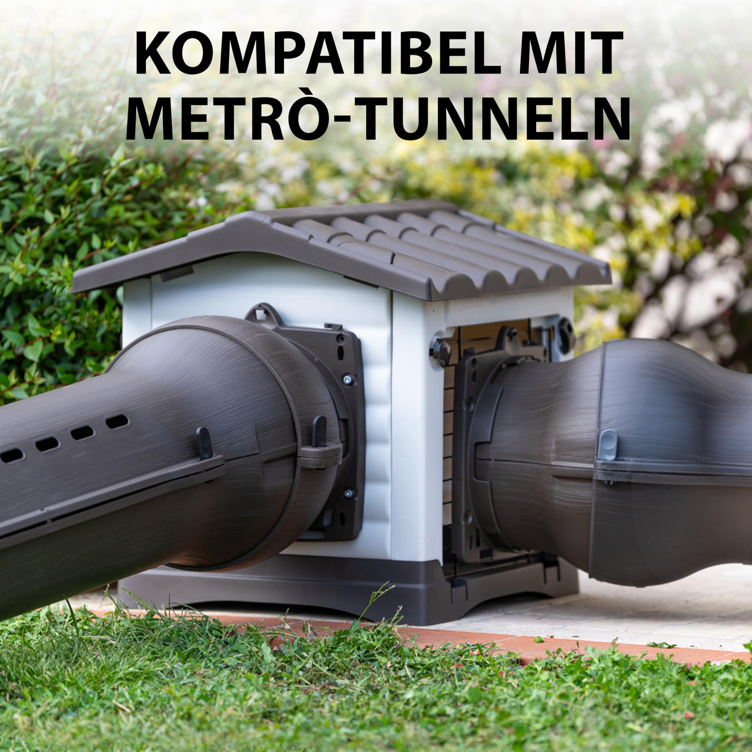 Ferplast Metro' Kaninchenhaus, verbindbar mit Tunneln für Zwergkaninchen, Frettchen und Meerschweinchen mit 2 Eingängen, abnehmbarem Dach und ablaufendem Boden, 43 x 48 x 44 cm.