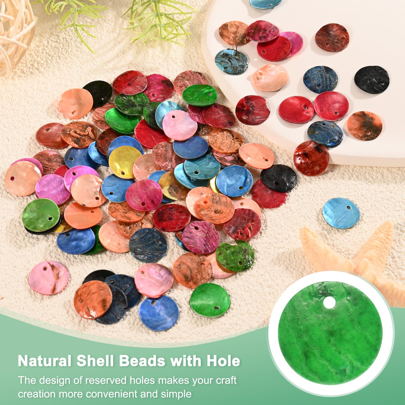 M METERXITY 80-Pack Flat Round Shell Coin Drop Charm Beads - Image 4