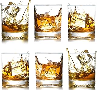 Farielyn-X Whiskey Glasses-Premium 10 OZ Scotch Glasses Set of 6 /Old Fashioned Whiskey Glasses/Great Gift for Scotch Lovers/Style Glassware for Bourbon/Rum glasses/Bar Tumbler Whiskey Glasses, Clear