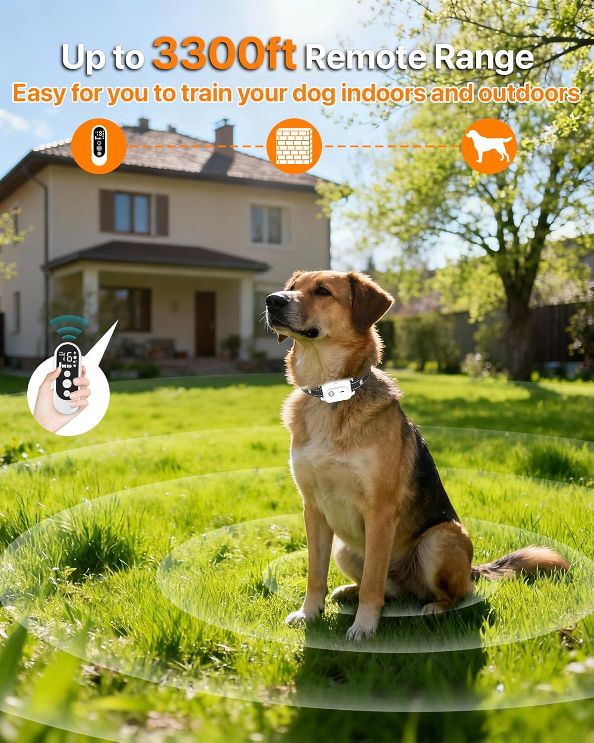 Dog Training Collar with Remote Control, 3300FT Rechargeable Shock Dog Training Collar for Small Medium Large Dogs, IPX7 Waterproof & 4 Safe Modes Flashlight Beep Vibration Shock