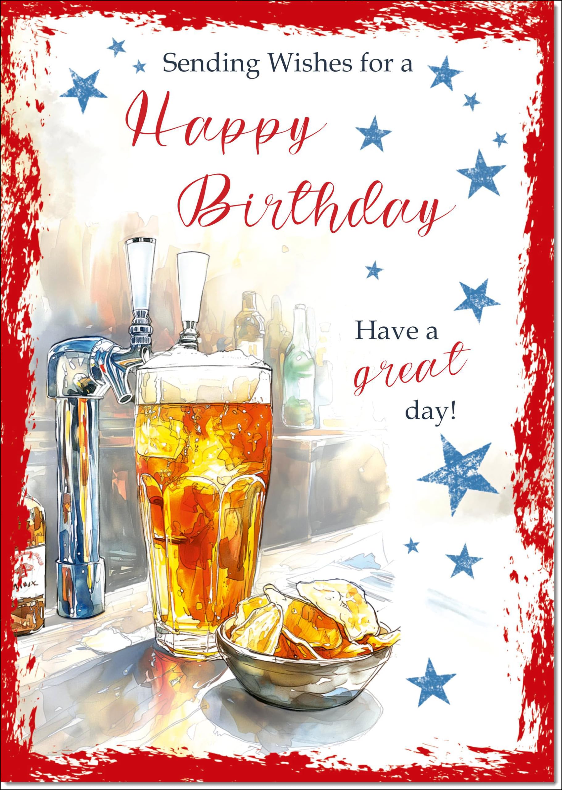 Doodlecards Birthday Card For Him Canal Scene Medium Size With Plain Envelope