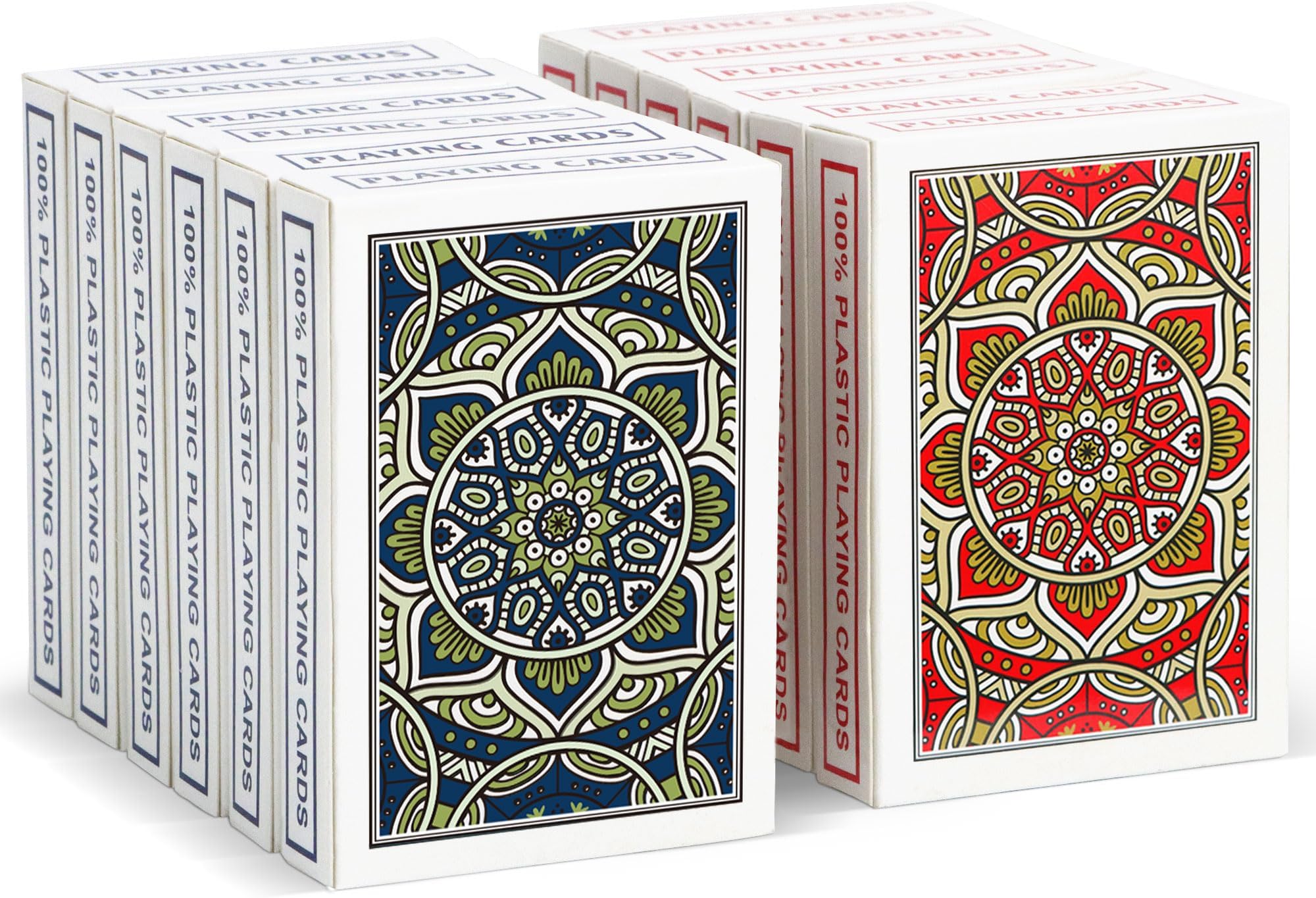 Metsyth12 Pack Playing Cards Bulk,Plastic Playing Cards Waterproof Poker Size Cards Professional, Jumbo Index Large Print for Adults and Seniors,12 Deck of Cards for Fun Card Games