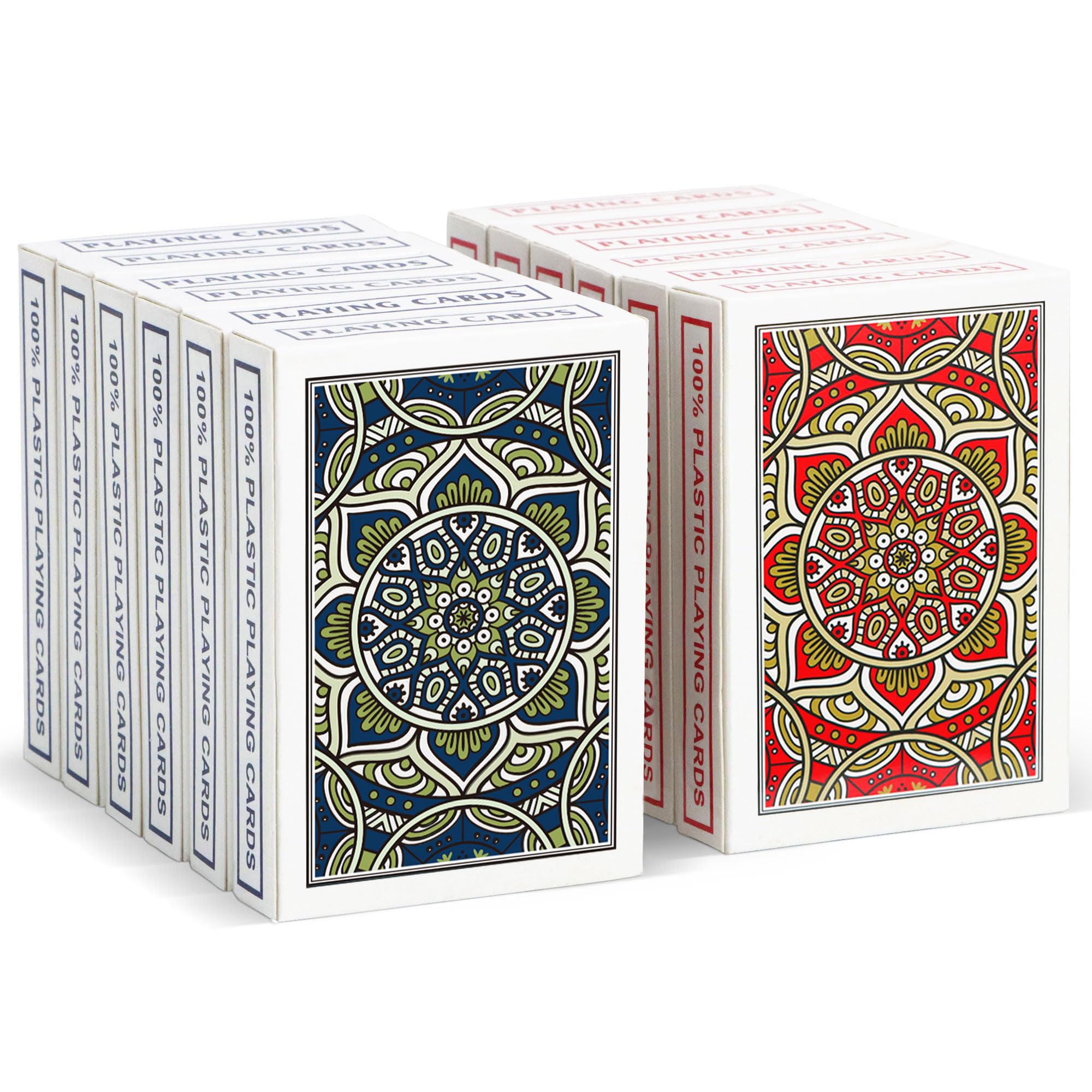 Metsyth12 Pack Playing Cards Bulk,Plastic Playing Cards Waterproof Poker Size Cards Professional, Jumbo Index Large Print for Adults and Seniors,12 Deck of Cards for Fun Card Games