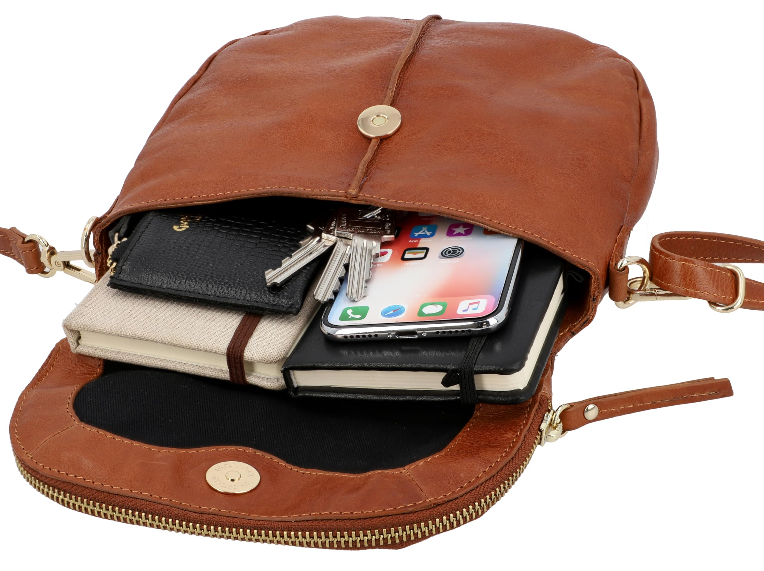 Gusti Umhängetasche Leder - Iselin Damen Handtasche Schultertasche Partytasche Festivaltasche Ledertasche Leder