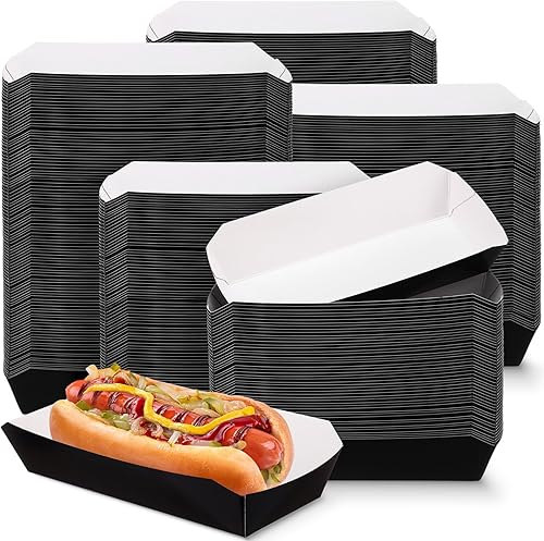 Rtteri 200 bandejas de papel de 2 libras desechables para alimentos barcos para perros calientes, bandejas para nachos de 7 pulgadas, bandejas para