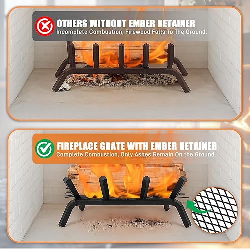 Miniatura 5 de Retenedor de brasas de acero de 12 pulgadas para rejillas de chimenea, mantiene las brasas en su lugar para una combustión eficiente, accesorio