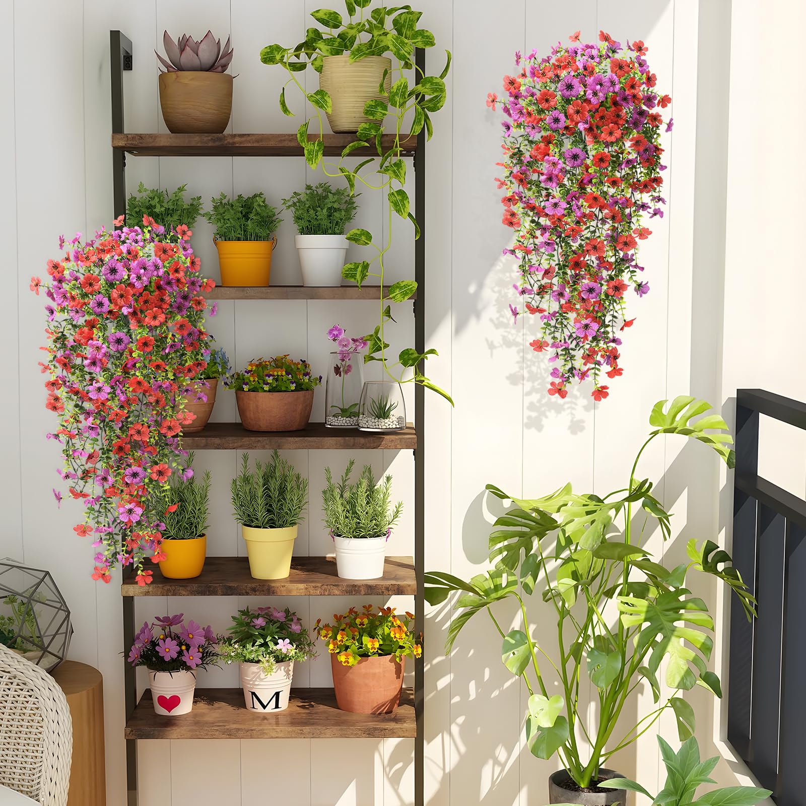 Amazon｜ZFProcess 造花 吊り下げ 花 植物 屋外 春 夏 装飾 2個 人工