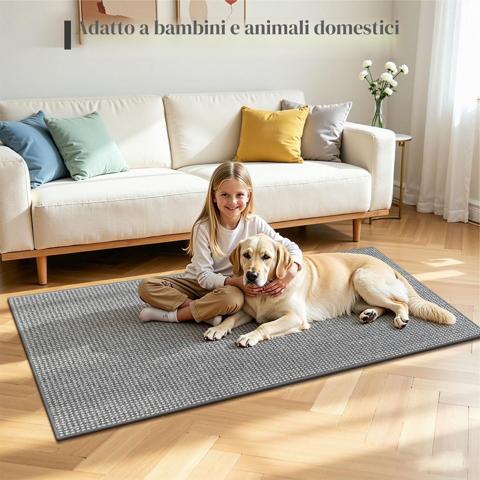 Enyhom Tappeto Corridoio Lungo 80 x 200cm, Assorbente Tappeto Cucina Antiscivolo Lavabile Passatoia Corridoio, Passatoia Cucina Tappeti Runner per Ingresso Lavanderia, Grigio + Bianco