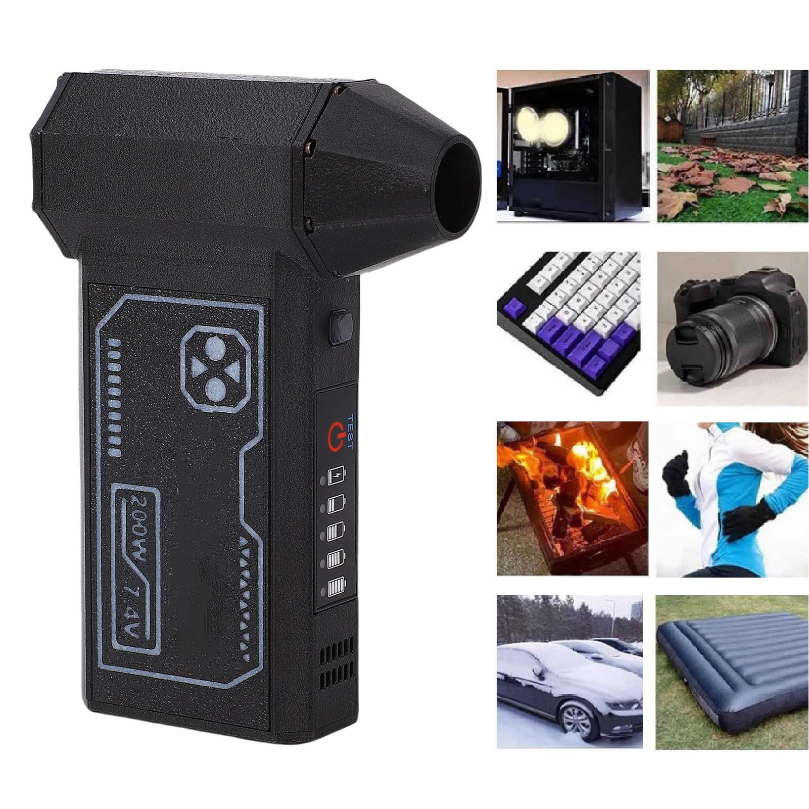 Asixxsix Soffiatore elettrico, soffiatore ad aria senza fili 130000 giri/min con regolazione della velocità a 3 livelli, batteria ricaricabile 4000 mAh per tastiera e auto
